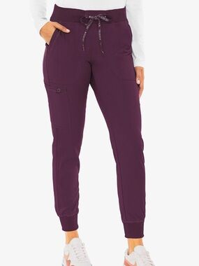 Med Couture Touch Jogger Yoga Scrub Pant - Wine